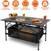 Folding Camping Table Portable Lightweight Aluminum Roll-up Picnic BBQ Desk with Carrying Bag Heavy Duty Outdoor Beach Backyard Party Patio