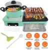 3 in 1 Electric Hot Pot with Grill 1600W Smokeless Non-Stick Korean BBQ Grill Shabu Shabu Hot Pot Combo with Independent Temperature Control for 3-5 P
