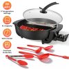 6L Electric Hot Pot with Divider 1100W Dual-Flavor Pot Shabu Shabu Pot Non-Stick with 5-Temp Control for Shabu Shabu Fondue Perfect for Family Gatheri