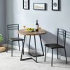Modern 3-Piece Kitchen Dining Set with Round Wood-Top Table and 2 Chairs