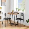 Modern 3-Piece Kitchen Dining Set with Round Wood-Top Table and 2 Chairs