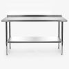 Stainless Steel 60 x 24 inch Heavy Duty NSF Certified  Work Bench Prep Table with Backsplash