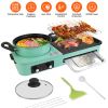 3 in 1 Electric Hot Pot with Grill 1600W Smokeless Non-Stick Korean BBQ Grill Shabu Shabu Hot Pot Combo with Independent Temperature Control for 3-5 P