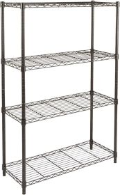4-Shelf Adjustable Heavy Duty Steel Wire Rack Storage Shelving, Sturdy Garage Shelving, 350 lbs Capacity Per Shelf, Easy No-Tool Assembly