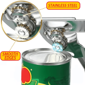Portable Stainless Steel Can Opener with Magnet, Compact Manual Tin Opener, Perfect Kitchen Accessory Gift for Home Cooks, Campers, RV Owners