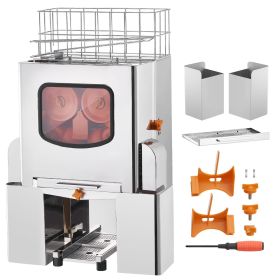 Commercial Orange Juicer Machine, 120W Automatic Juice Extractor, Stainless Steel Orange Squeezer 20 Oranges/Minute, with Pull-Out Filter Box