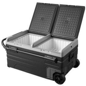 Portable Car Freezer, 100 Quart Portable Refrigerator Freezer, 95L Dual Storage Zone Camping Freezer, -4 - F 12 Volt Fridge Freezer