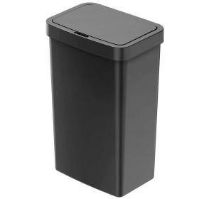 Touchless Automatic Kitchen Trash Can, 13.2 Gallon, Plastic Motion Sensor Garbage Bin with Soft-Close Lid, Black