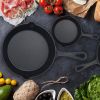 3Pcs Pre-Seasoned Cast Iron Skillet Set 6/8/10in Non-Stick Oven Safe Cookware Heat-Resistant Frying Pan for Frying Sautéing Cooking Baking