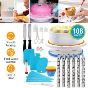 11 Inch Rotating Cake Turntable With 108 Cake Decoration Items Set (Option: Style1)