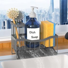 Sink Caddy Sponge Holder for Kitchen with Brush Holder and Stainless Steel Self Drain Tray, Rustproof Kitchen Sink Organizer for Sponge (Finish Type: Painted)